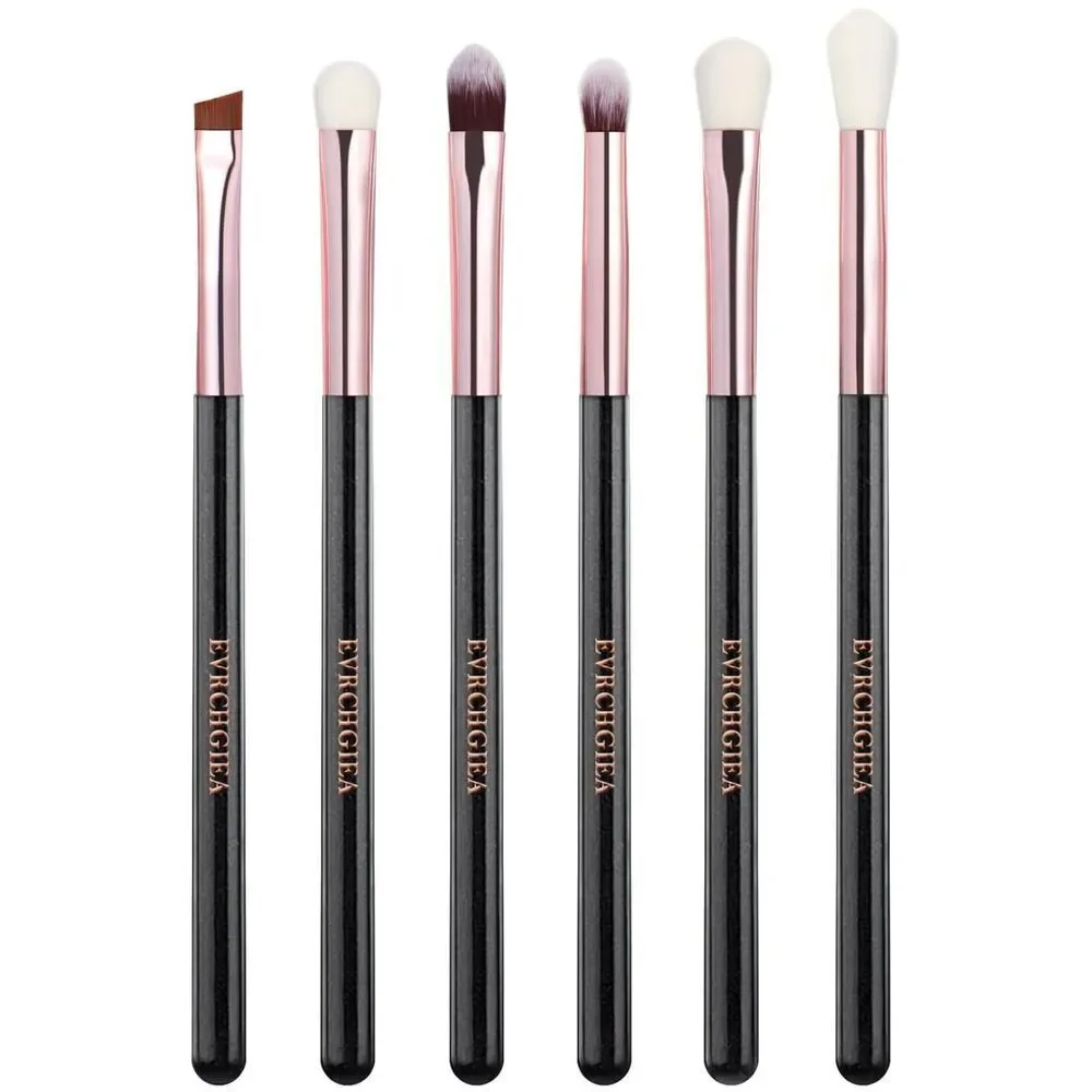 6 Pcs gold Professional Blending Soft Hairs Eye Makeup Brush Set & Wood Handle